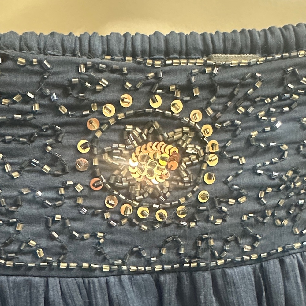 Earthbound Traders Co Navy Blue & Silver Beaded Maxi Skirt - Picture 2 of 7